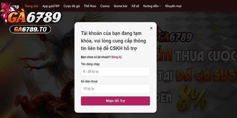 Hướng dẫn đổi mật khẩu tại trang chủ Ga6789