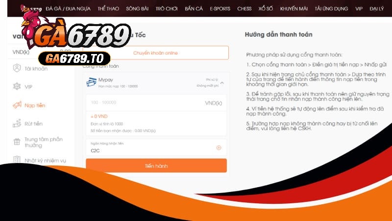 Nạp Tiền GA6789 – Hỗ Trợ Đa Kênh, Xử Lý Siêu Tốc 24/7 2 Nạp tiền qua phương thức ngân hàng là cách phổ biến nhất